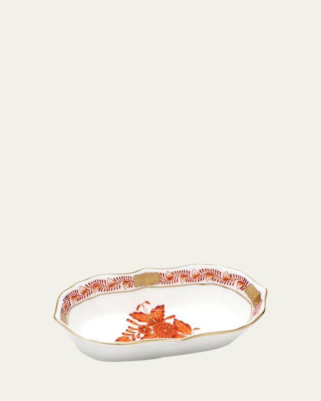 Chinese Bouquet Rust Narrow Pin Dish